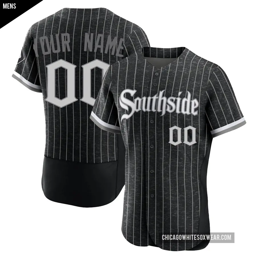 Men's Chicago White Sox ＃00 Custom Authentic Black 2021 City Connect Jersey
