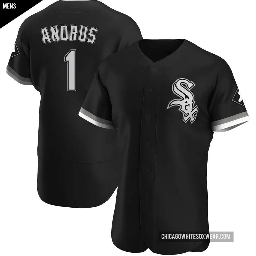 Men's Chicago White Sox ＃1 Elvis Andrus Authentic Black Alternate Jersey