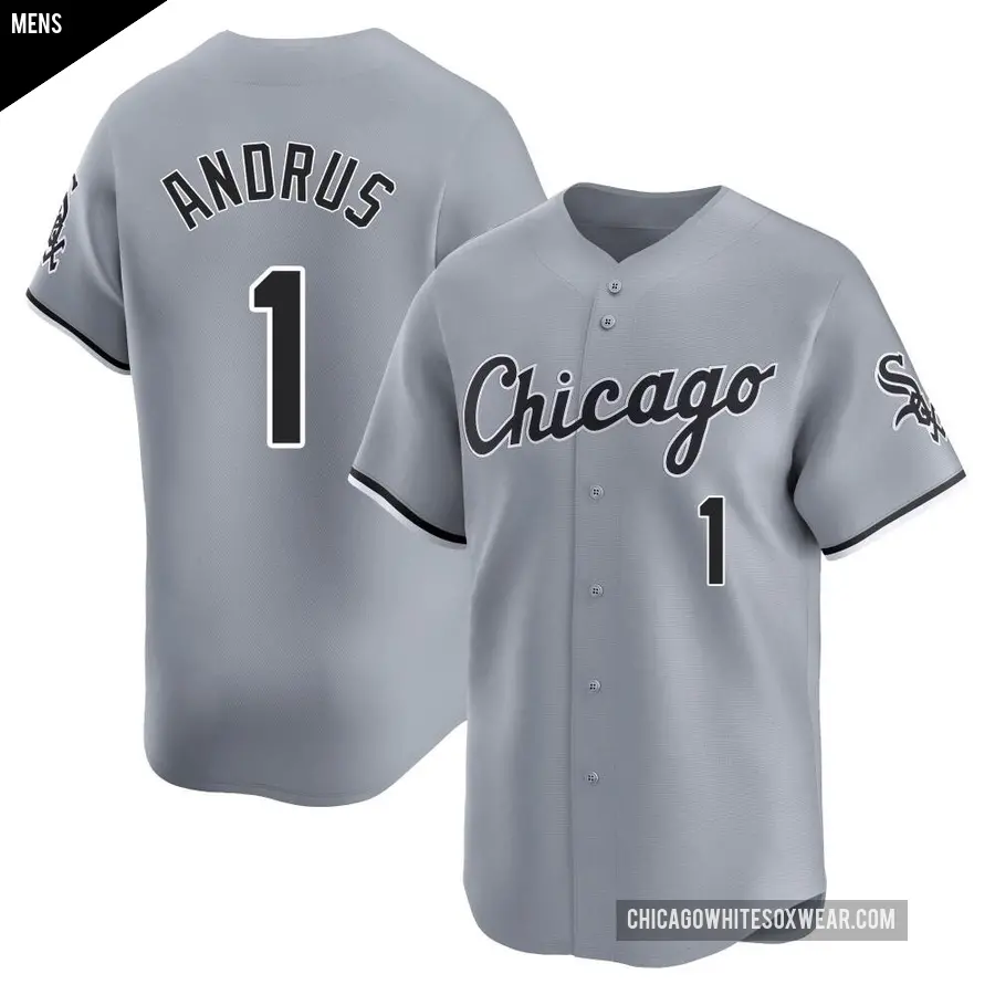 Men's Chicago White Sox ＃1 Elvis Andrus Limited Gray Road Jersey