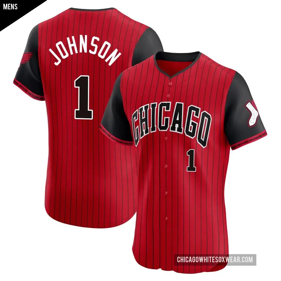 Men's Chicago White Sox ＃1 Lance Johnson Elite Red/Black 2025 City Connect Jersey