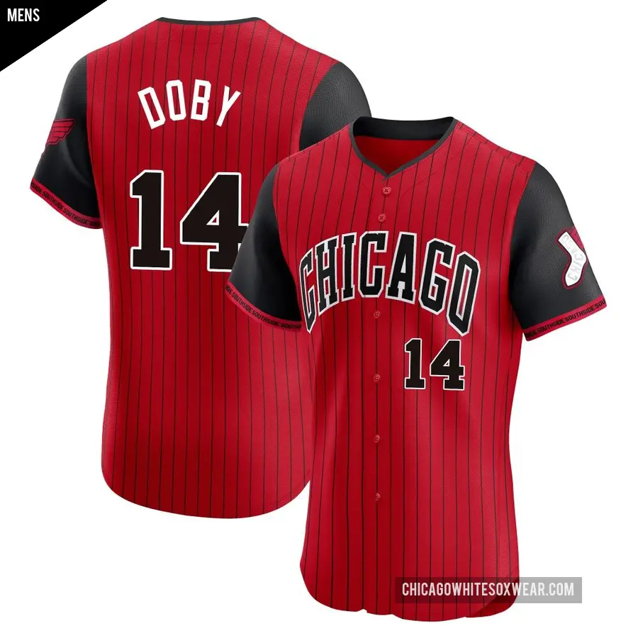 Men's Chicago White Sox ＃14 Larry Doby Elite Red/Black 2025 City Connect Jersey