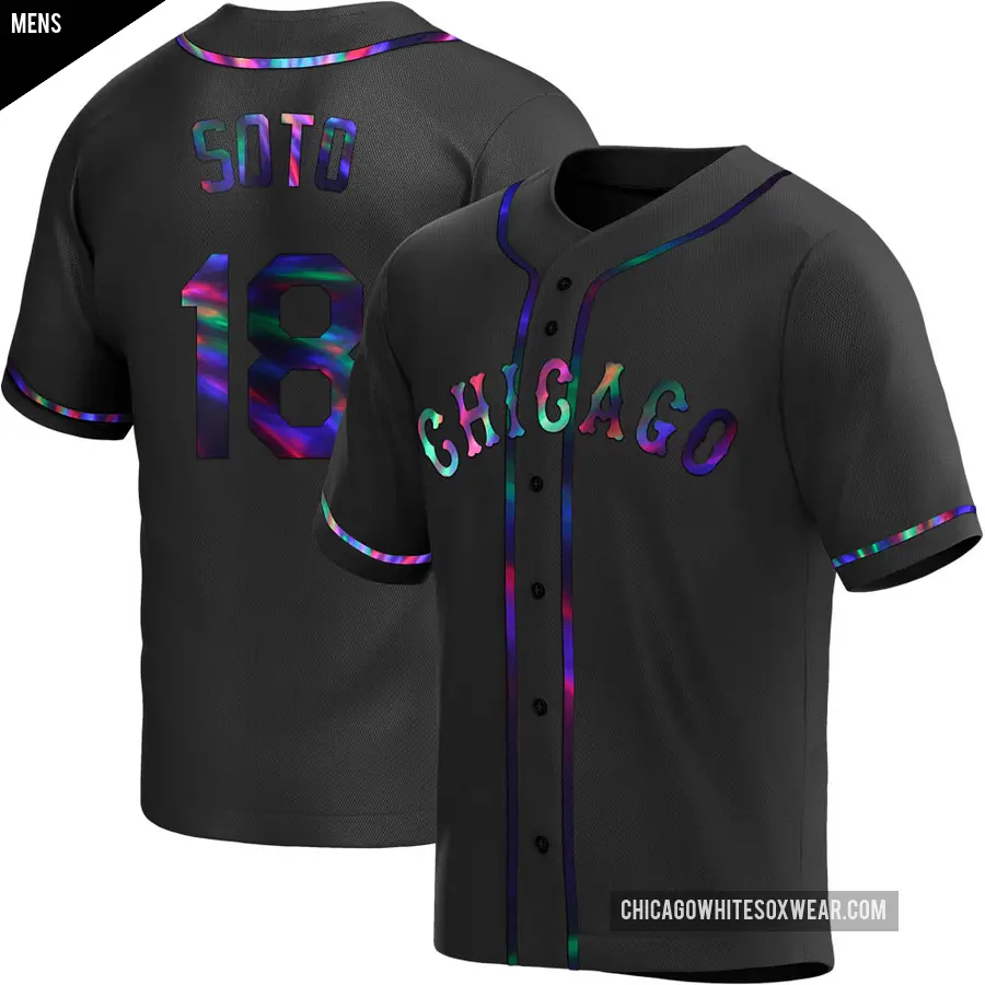 Men's Chicago White Sox ＃18 Geovany Soto Replica Black Holographic Alternate Jersey