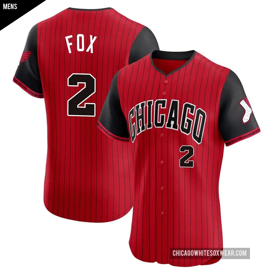 Men's Chicago White Sox ＃2 Nellie Fox Elite Red/Black 2025 City Connect Jersey