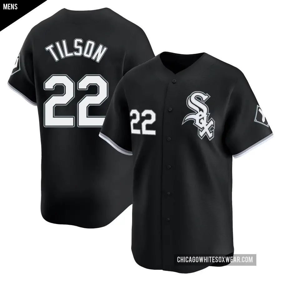 Men's Chicago White Sox ＃22 Charlie Tilson Limited Black Alternate Jersey