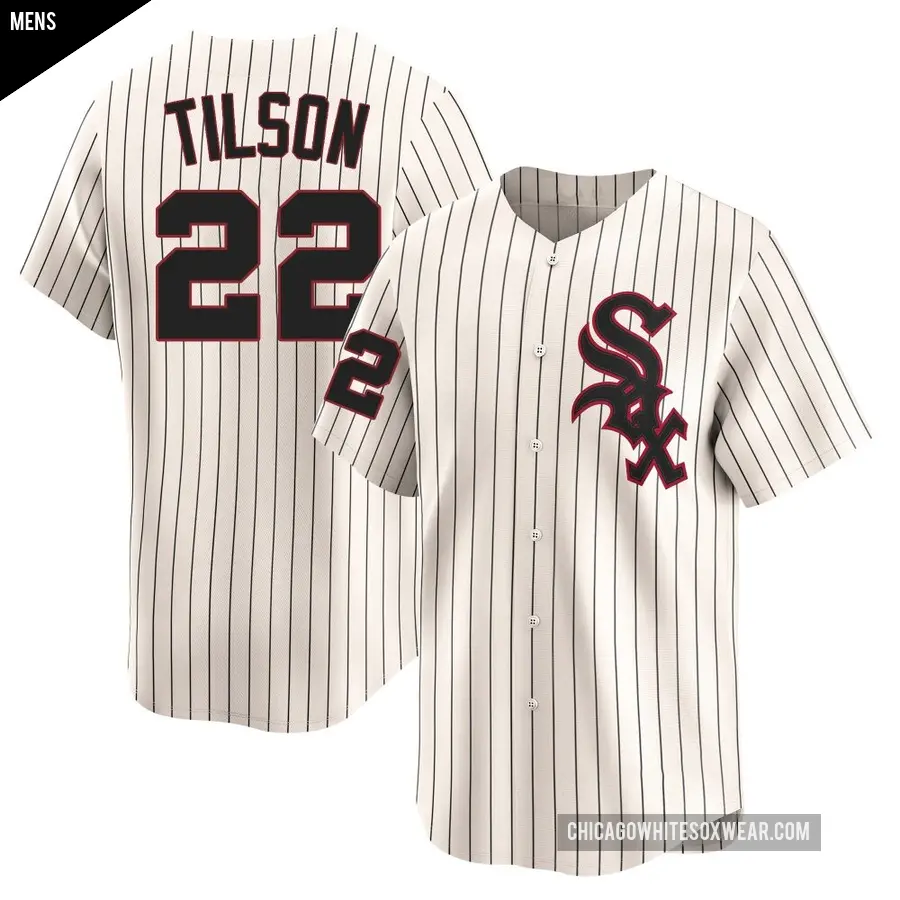 Men's Chicago White Sox ＃22 Charlie Tilson Limited Cream Throwback Cooperstown Jersey