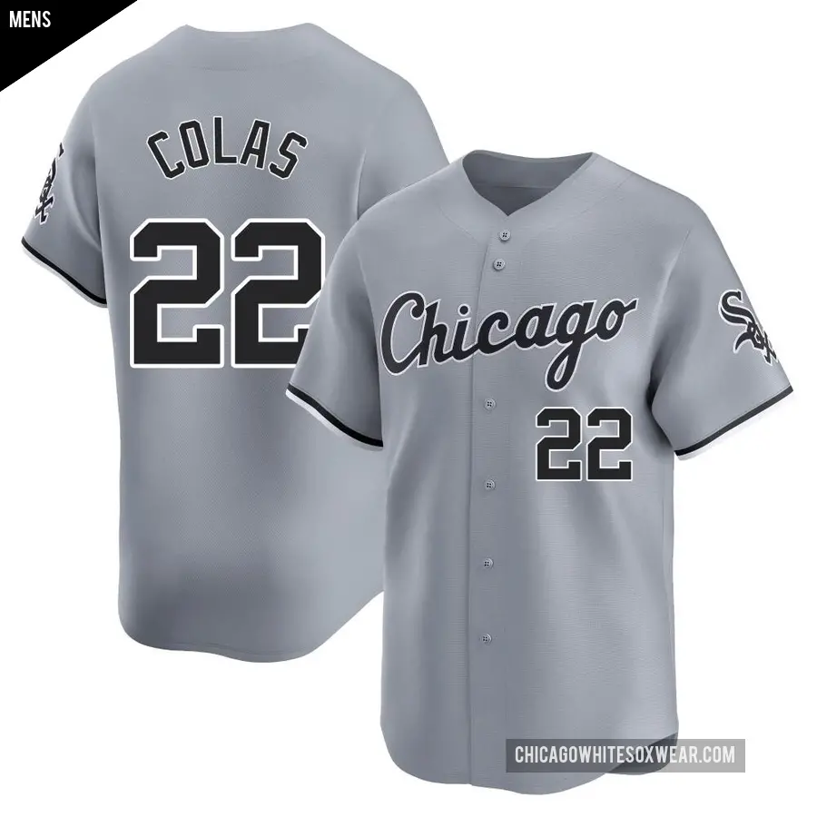 Men's Chicago White Sox ＃22 Oscar Colas Limited Gray Road Jersey