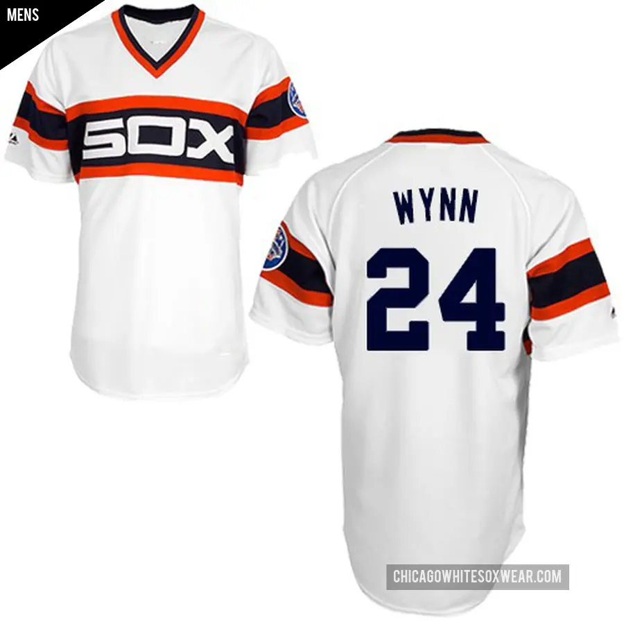 Men's Chicago White Sox ＃24 Early Wynn Authentic White 1983 Throwback Jersey