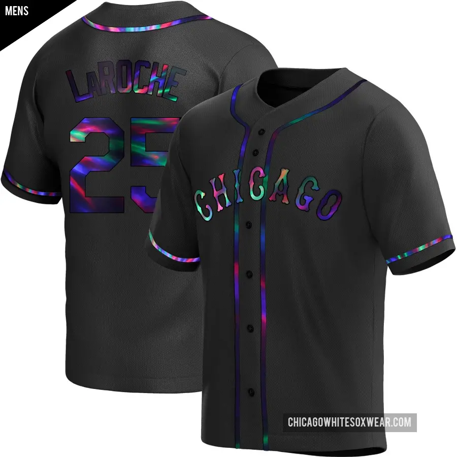 Men's Chicago White Sox ＃25 Adam LaRoche Replica Black Holographic Alternate Jersey