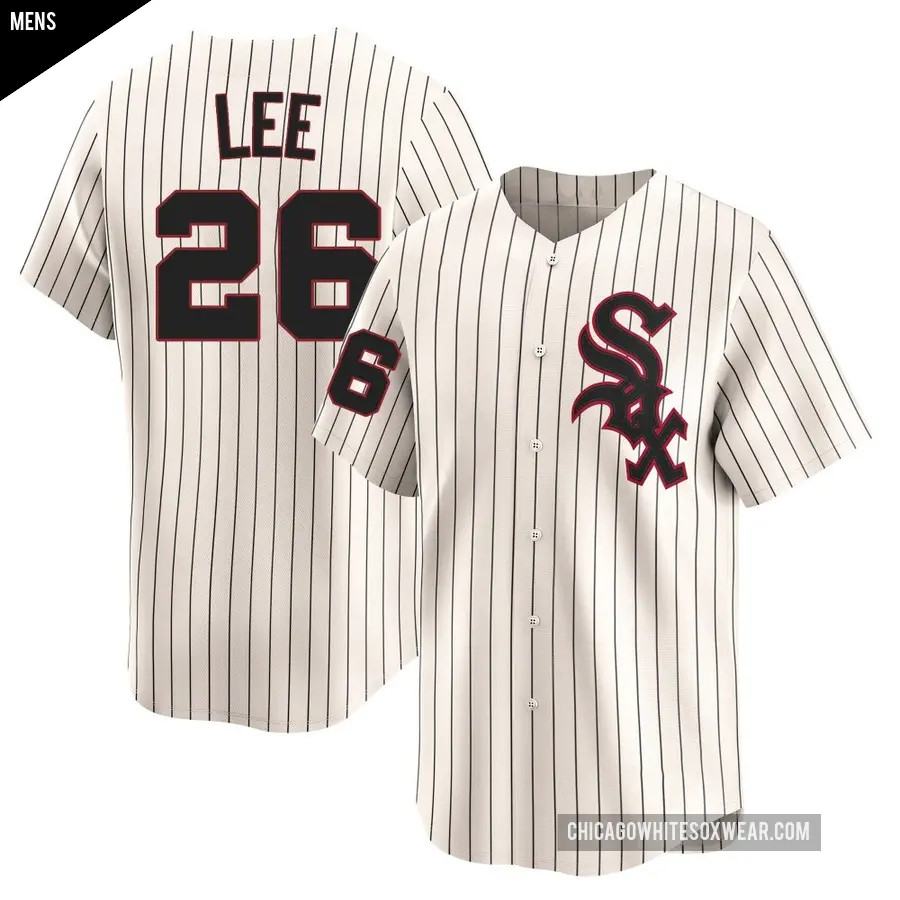 Men's Chicago White Sox ＃26 Korey Lee Limited Cream Throwback Cooperstown Jersey