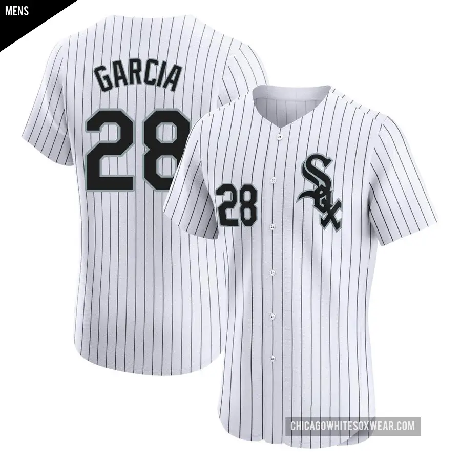 Men's Chicago White Sox ＃28 Leury Garcia Elite White Home Jersey