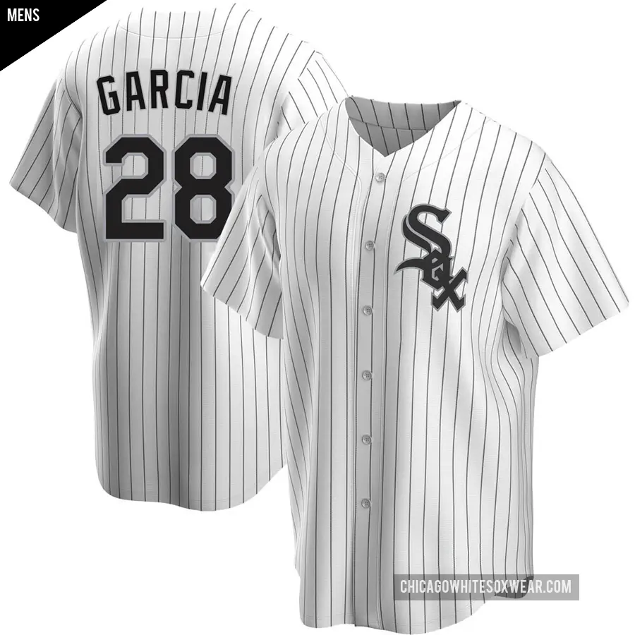Men's Chicago White Sox ＃28 Leury Garcia Replica White Home Jersey