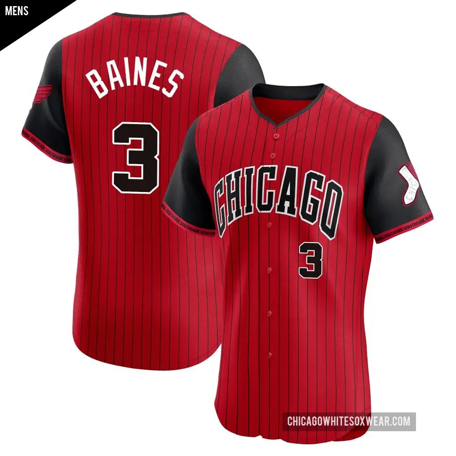 Men's Chicago White Sox ＃3 Harold Baines Elite Red/Black 2025 City Connect Jersey