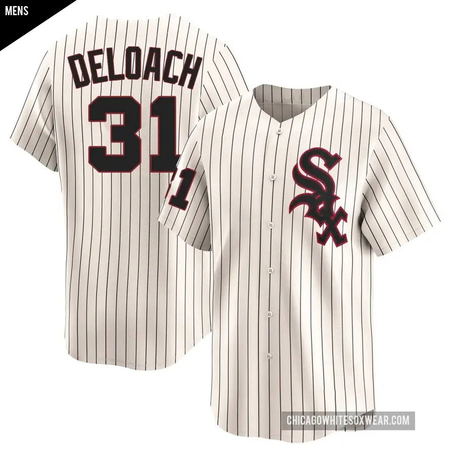 Men's Chicago White Sox ＃31 Zach DeLoach Limited Cream Throwback Cooperstown Jersey