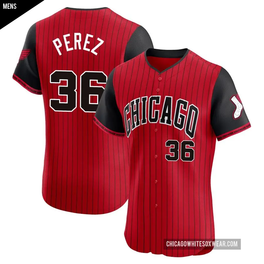 Men's Chicago White Sox ＃36 Carlos Perez Elite Red/Black 2025 City Connect Jersey