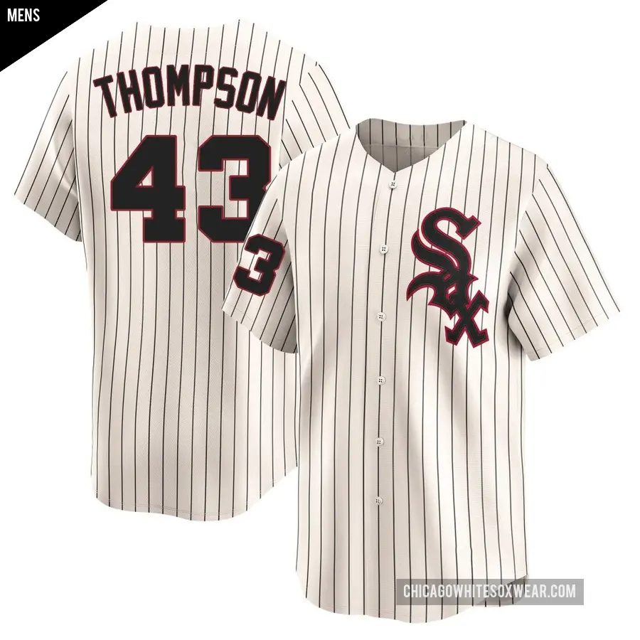 Men's Chicago White Sox ＃43 Trayce Thompson Limited Cream Throwback Cooperstown Jersey