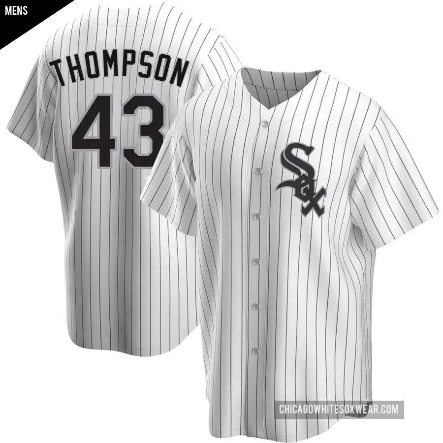 Men's Chicago White Sox ＃43 Trayce Thompson Replica White Home Jersey