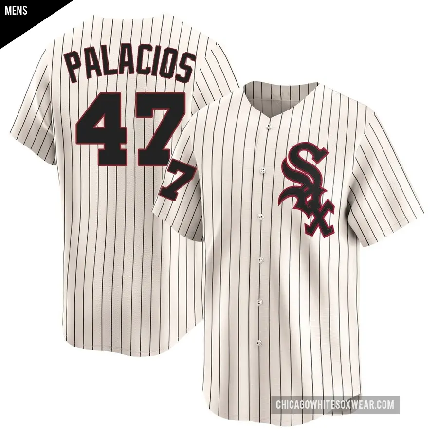 Men's Chicago White Sox ＃47 Joshua Palacios Limited Cream Throwback Cooperstown Jersey