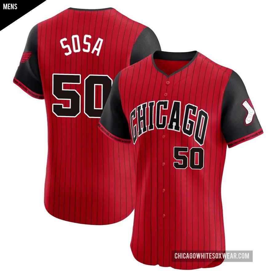 Men's Chicago White Sox ＃50 Lenyn Sosa Elite Red/Black 2025 City Connect Jersey