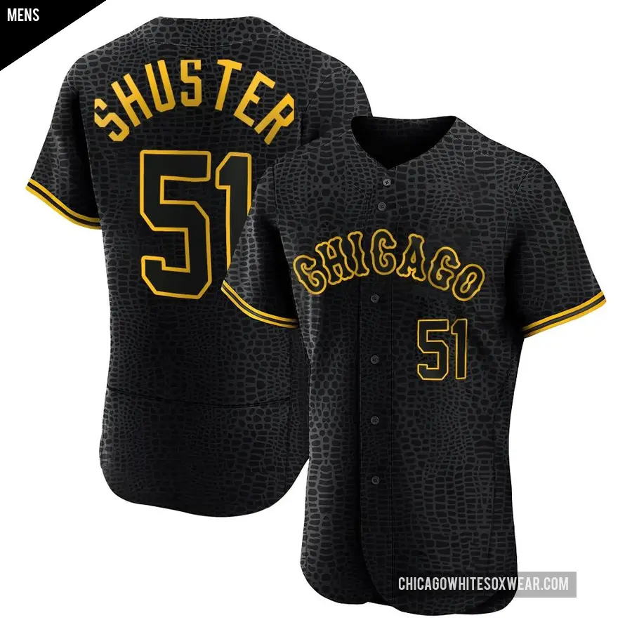 Men's Chicago White Sox ＃51 Jared Shuster Authentic Black Snake Skin City Jersey