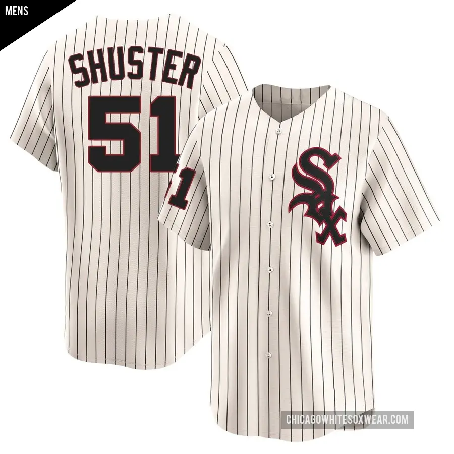 Men's Chicago White Sox ＃51 Jared Shuster Limited Cream Throwback Cooperstown Jersey