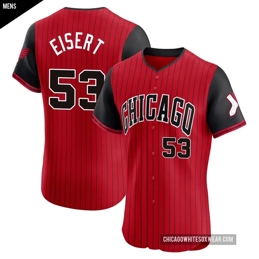 Men's Chicago White Sox ＃53 Brandon Eisert Elite Red/Black 2025 City Connect Jersey