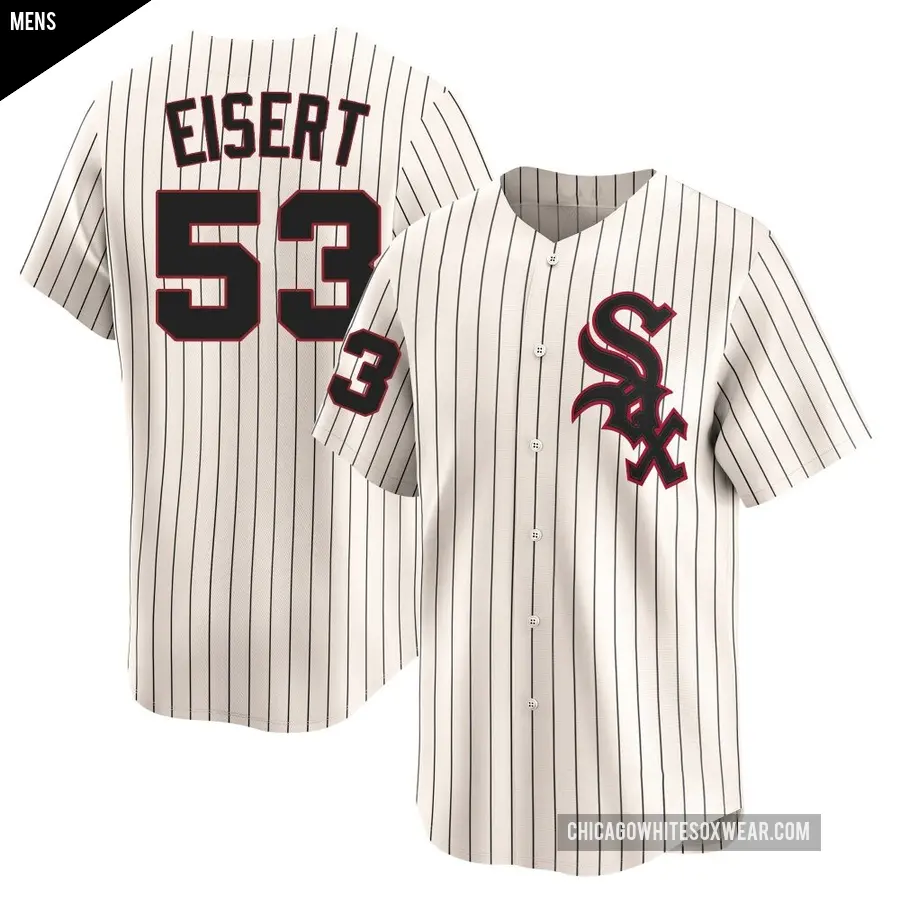 Men's Chicago White Sox ＃53 Brandon Eisert Limited Cream Throwback Cooperstown Jersey