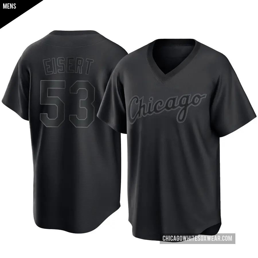 Men's Chicago White Sox ＃53 Brandon Eisert Replica Black Pitch Fashion Jersey