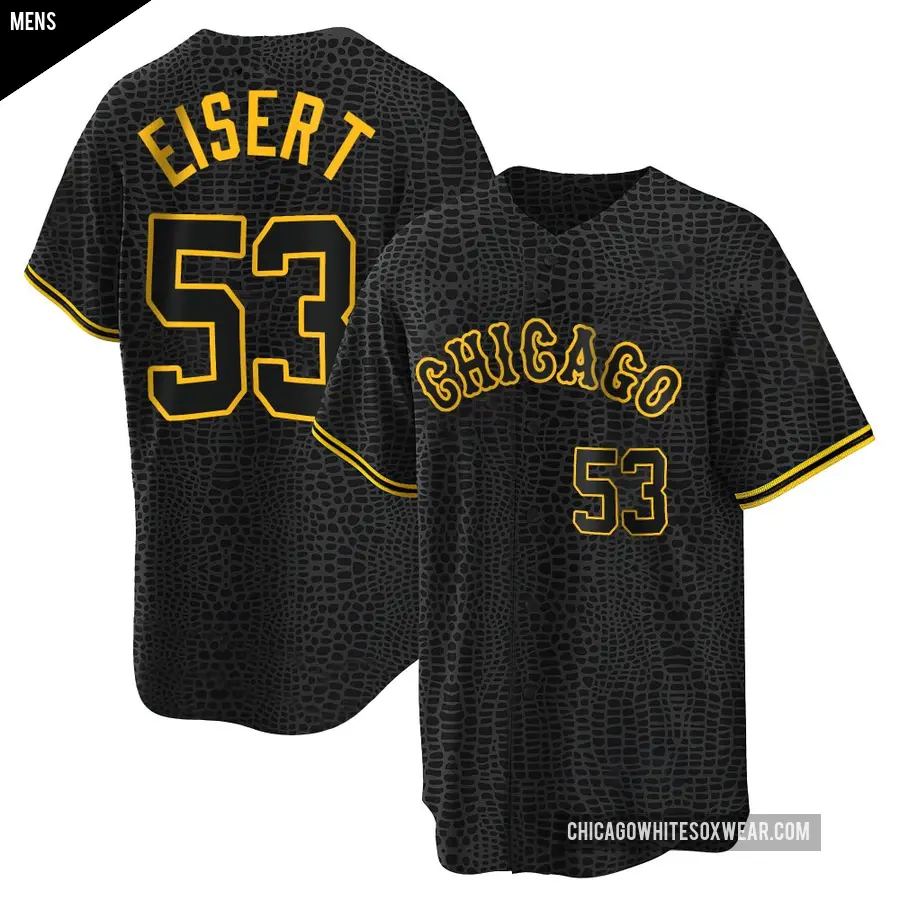 Men's Chicago White Sox ＃53 Brandon Eisert Replica Black Snake Skin City Jersey