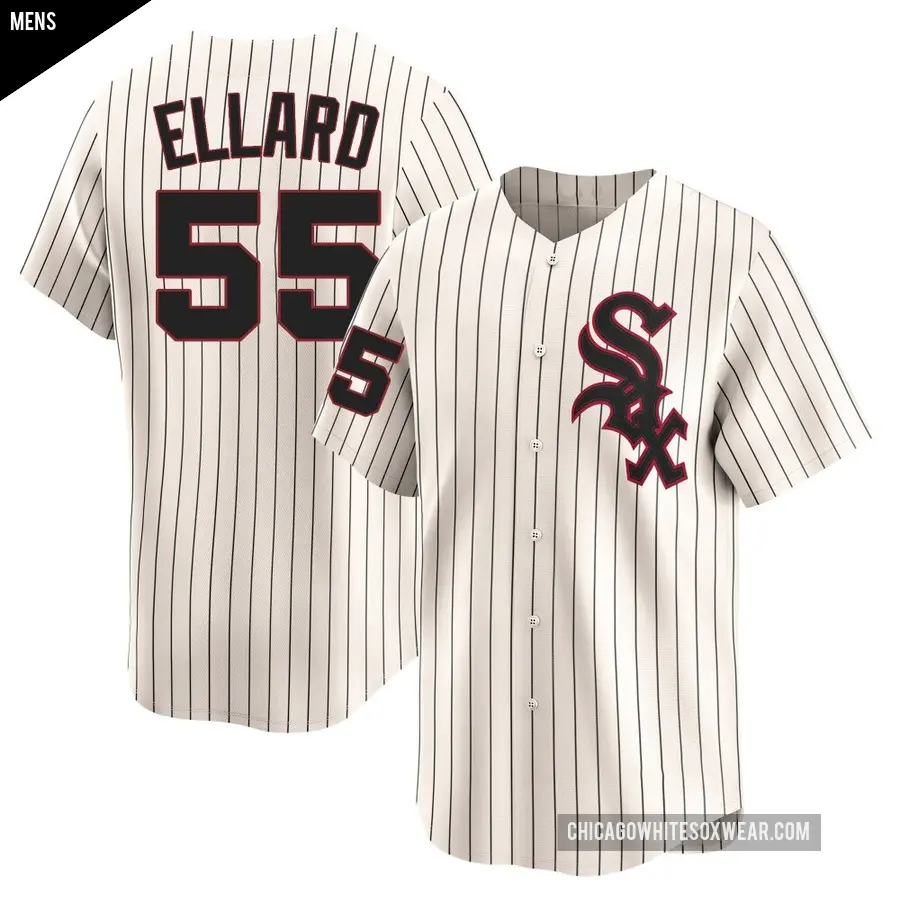 Men's Chicago White Sox ＃55 Fraser Ellard Limited Cream Throwback Cooperstown Jersey