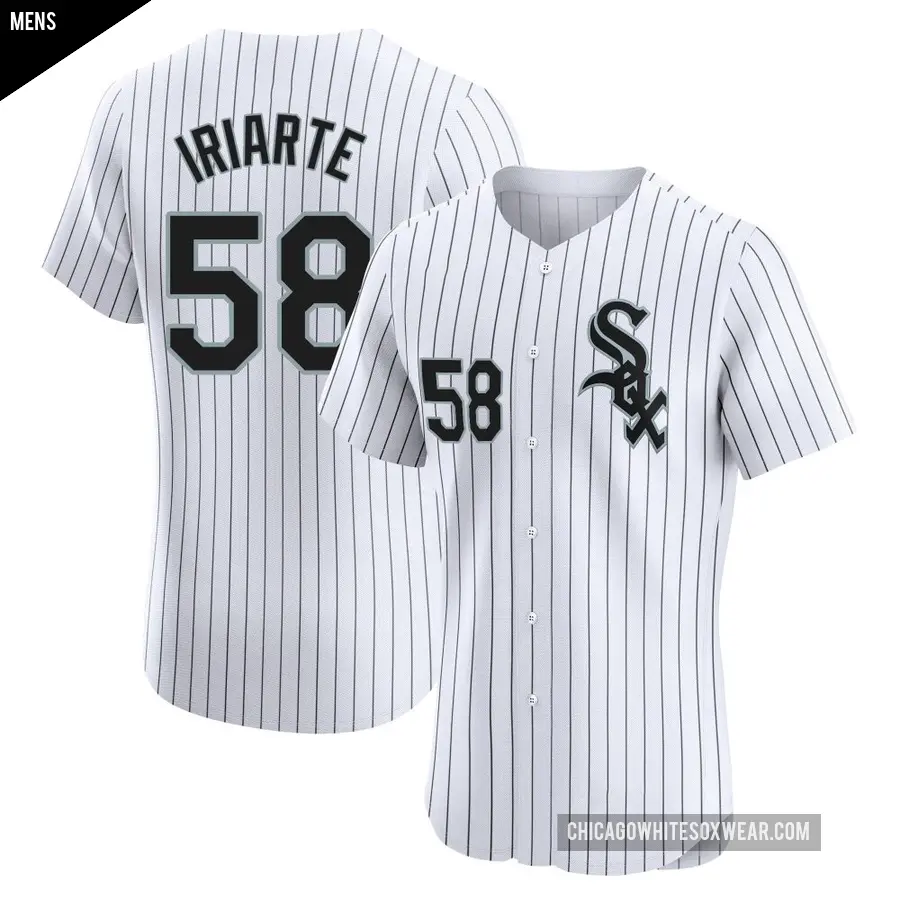 Men's Chicago White Sox ＃58 Jairo Iriarte Elite White Home Jersey