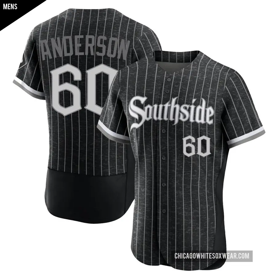 Men's Chicago White Sox ＃60 Justin Anderson Authentic Black 2021 City Connect Jersey
