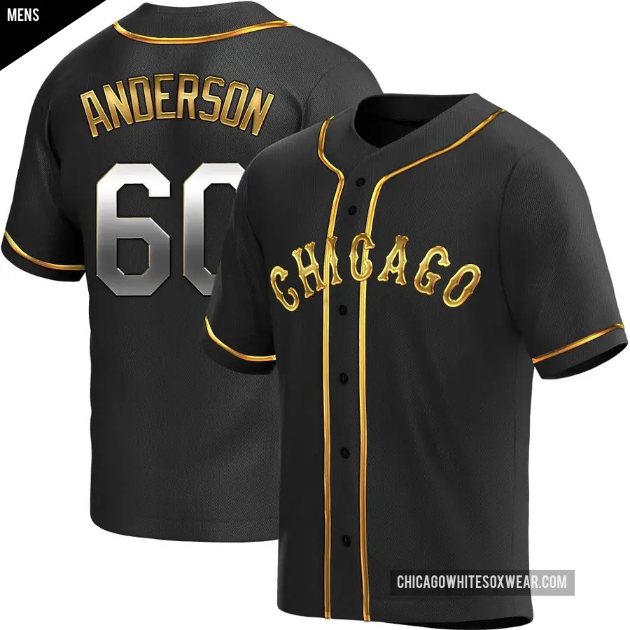 Men's Chicago White Sox ＃60 Justin Anderson Replica Gold Black en Alternate Jersey