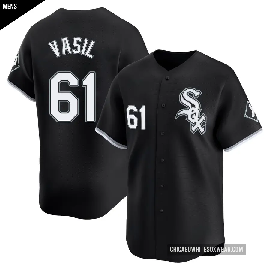 Men's Chicago White Sox ＃61 Mike Vasil Limited Black Alternate Jersey