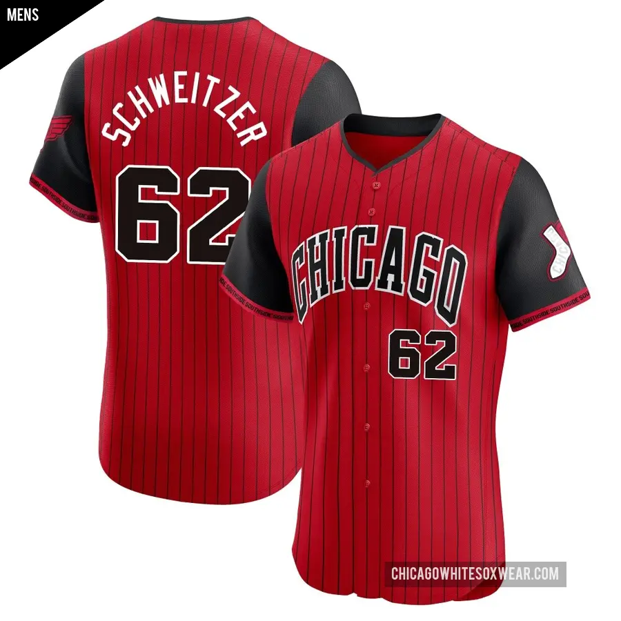 Men's Chicago White Sox ＃62 Tyler Schweitzer Elite Red/Black 2025 City Connect Jersey