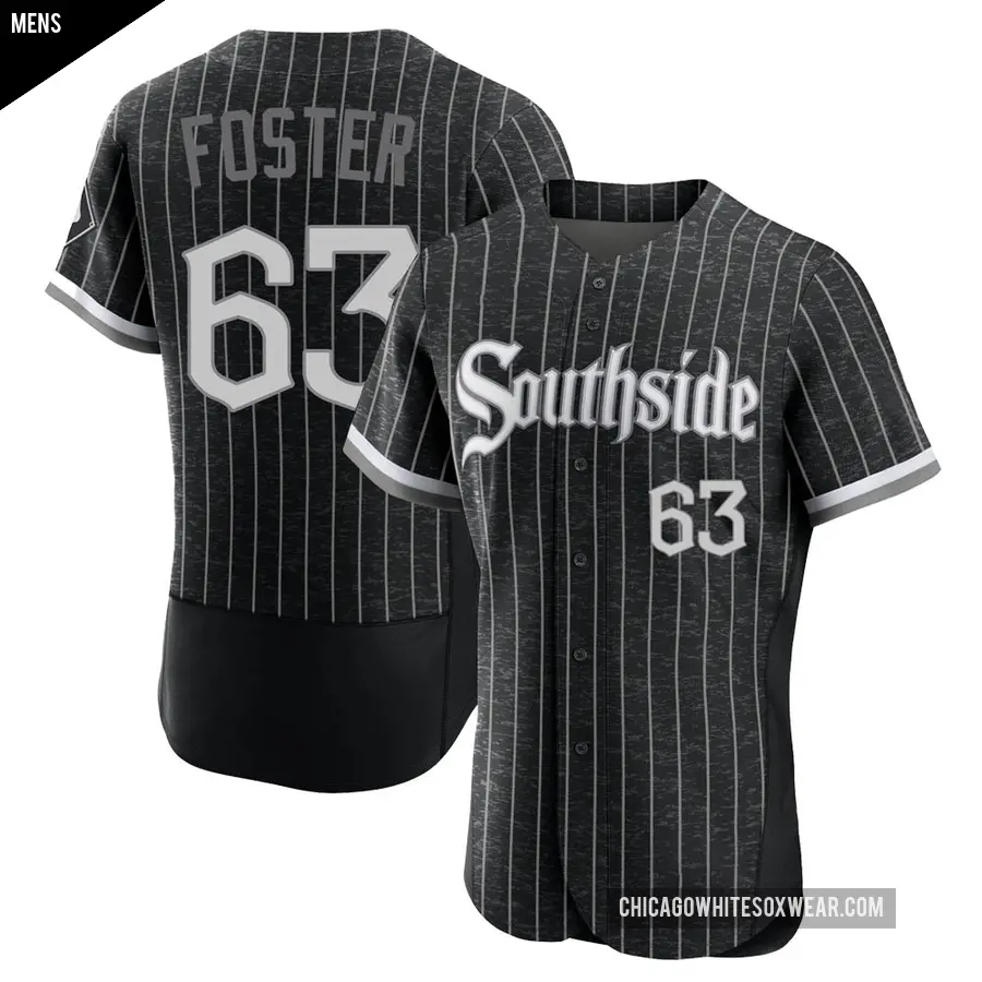 Men's Chicago White Sox ＃63 Matt Foster Authentic Black 2021 City Connect Jersey