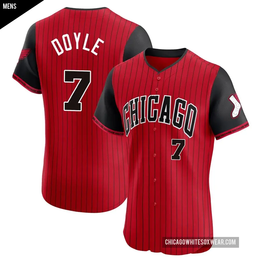 Men's Chicago White Sox ＃7 Brenton Doyle Elite Red/Black 2025 City Connect Jersey