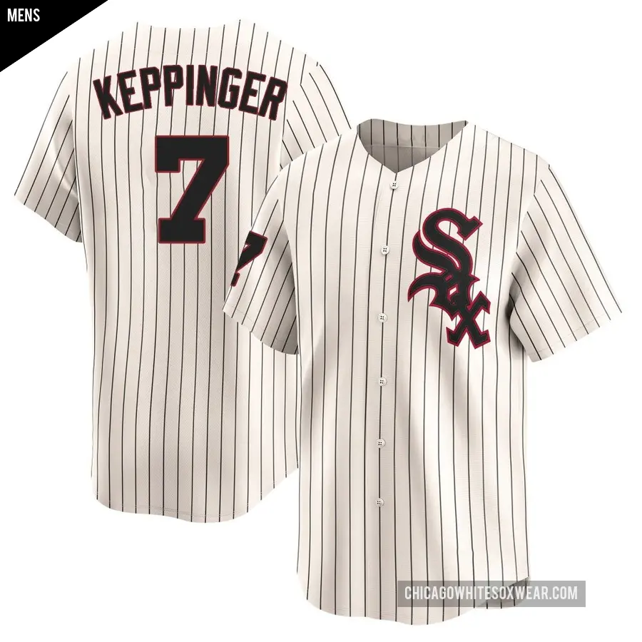 Men's Chicago White Sox ＃7 Jeff Keppinger Limited Cream Throwback Cooperstown Jersey