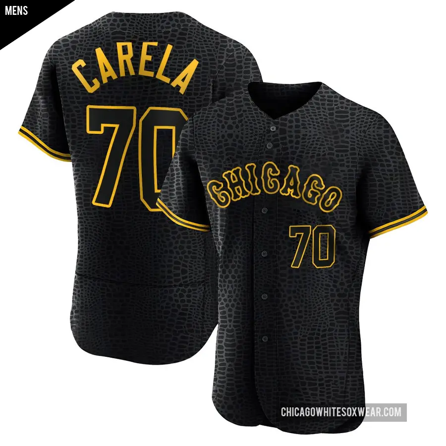 Men's Chicago White Sox ＃70 Juan Carela Authentic Black Snake Skin City Jersey