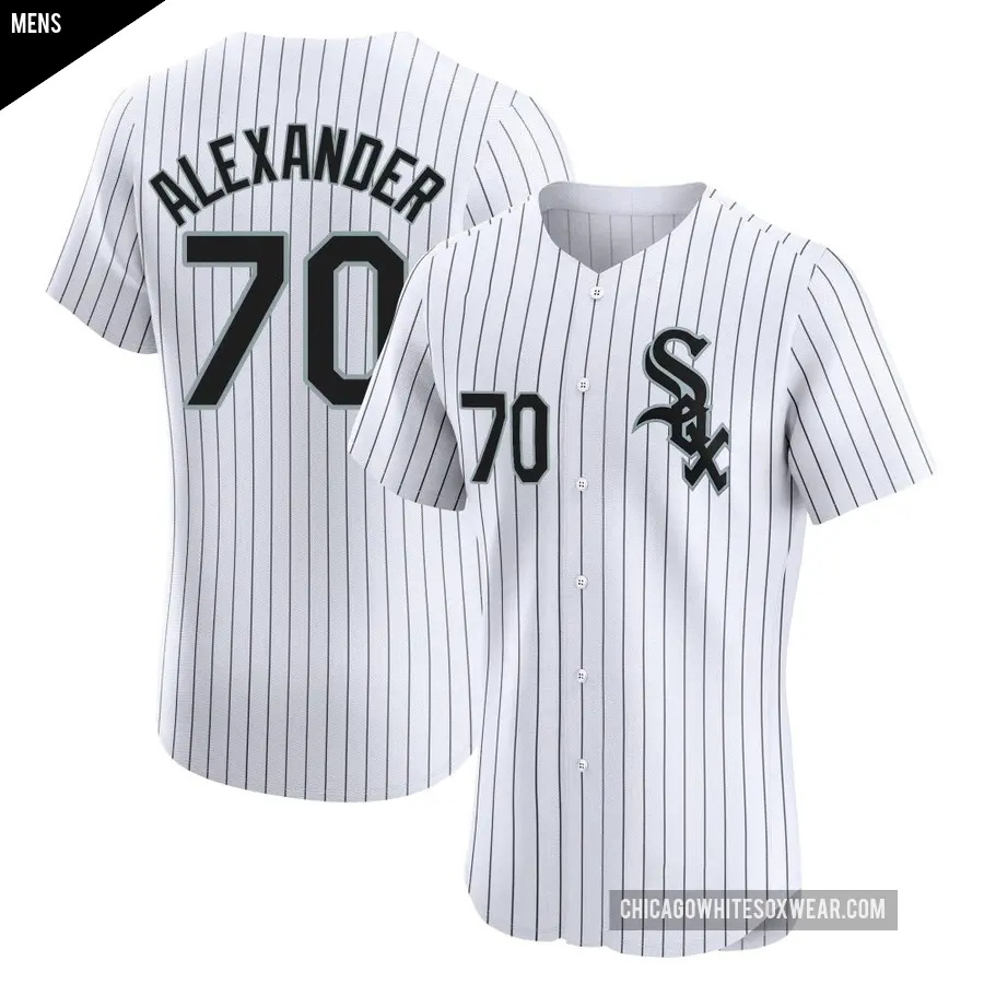 Men's Chicago White Sox ＃70 Tyler Alexander Elite White Home Jersey