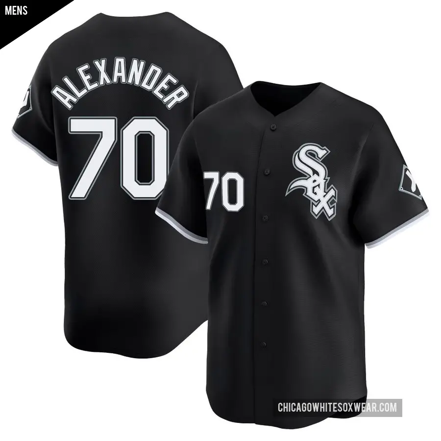 Men's Chicago White Sox ＃70 Tyler Alexander Limited Black Alternate Jersey