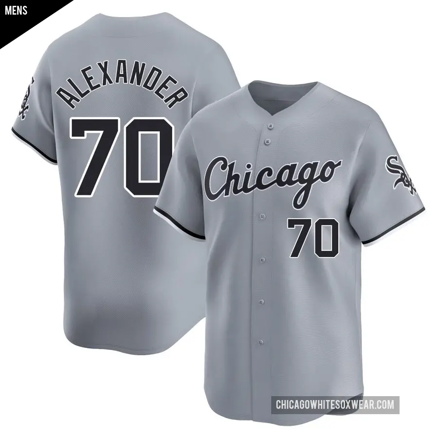 Men's Chicago White Sox ＃70 Tyler Alexander Limited Gray Road Jersey