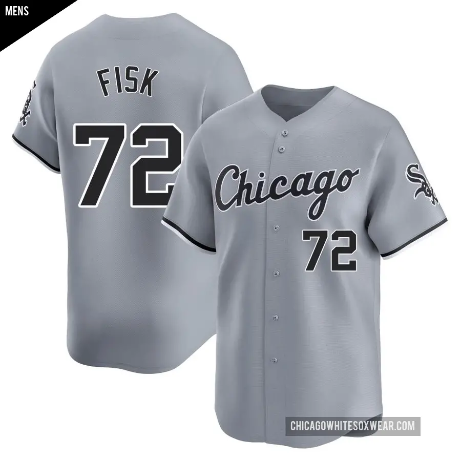 Men's Chicago White Sox ＃72 Carlton Fisk Limited Gray Road Jersey