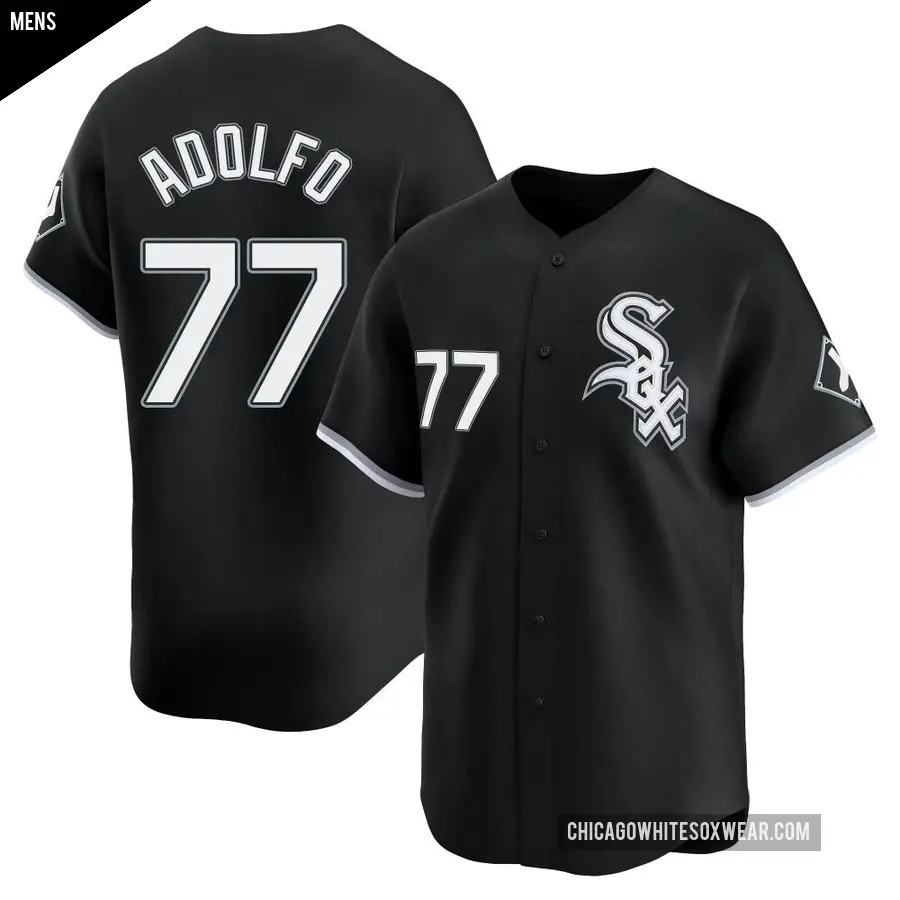 Men's Chicago White Sox ＃77 Micker Adolfo Limited Black Alternate Jersey