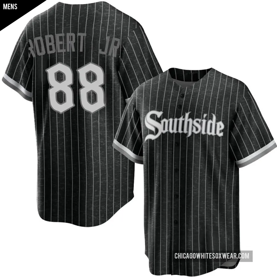 Men's Chicago White Sox ＃88 Luis Robert Jr. Replica Black 2021 City Connect Jersey