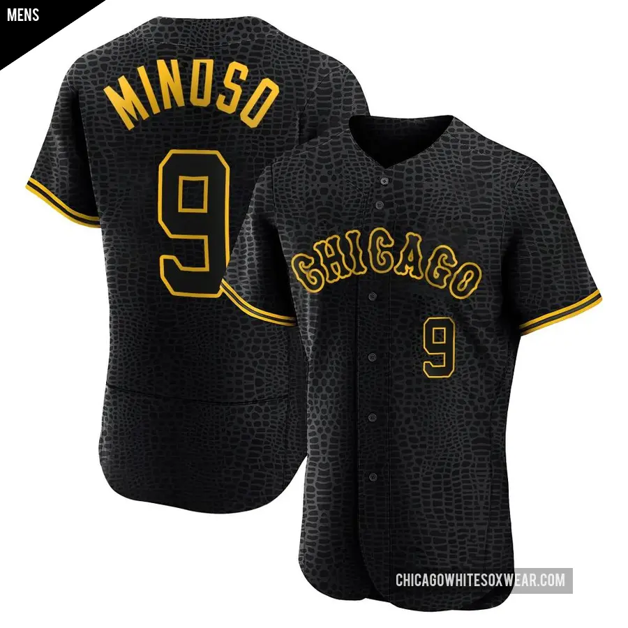 Men's Chicago White Sox ＃9 Minnie Minoso Authentic Black Snake Skin City Jersey