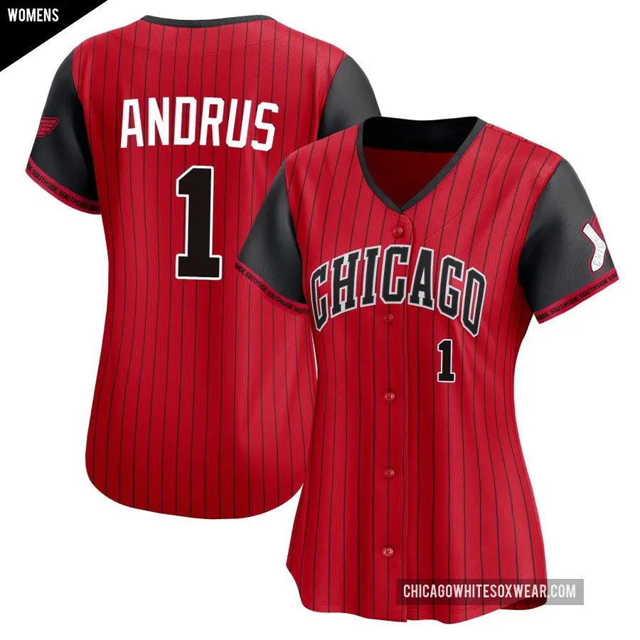Women's Chicago White Sox ＃1 Elvis Andrus Limited Red/Black 2025 City Connect Jersey