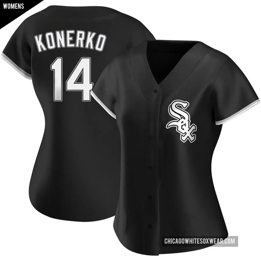 Women's Chicago White Sox ＃14 Paul Konerko Authentic Black Alternate Jersey