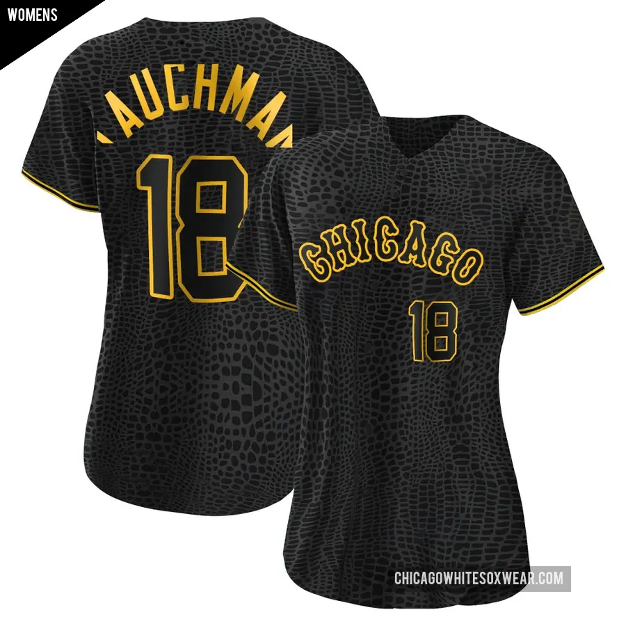 Women's Chicago White Sox ＃18 Mike Tauchman Authentic Black Snake Skin City Jersey