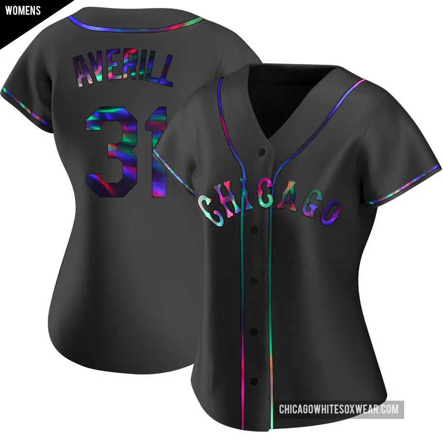 Women's Chicago White Sox ＃31 Earl Averill Replica Black Holographic Alternate Jersey