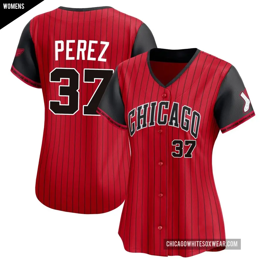Women's Chicago White Sox ＃37 Junior Perez Limited Red/Black 2025 City Connect Jersey
